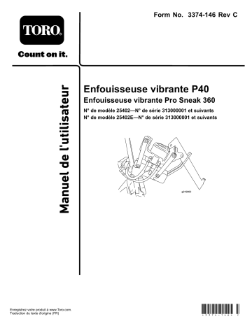 Toro P40 Vibratory Plow, Pro Sneak 360 Vibratory Plow Utility Equipment Manuel utilisateur | Fixfr
