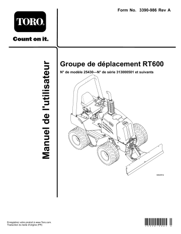 Toro RT600 Traction Unit Trencher Manuel utilisateur | Fixfr