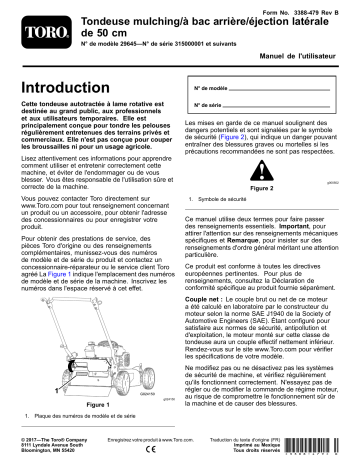 Toro 50cm Mulching/Rear Bagging/Side Discharge Lawn Mower Walk Behind Mower Manuel utilisateur | Fixfr