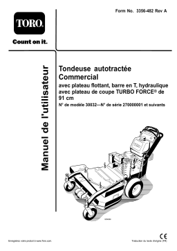 Toro Commercial Walk-Behind Mower, 15HP T-Bar Hydro Drive Walk Behind Mower Manuel utilisateur