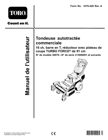 Toro Commercial Walk-Behind Mower, 16HP, T-Bar, Gear Drive Walk Behind Mower Manuel utilisateur | Fixfr