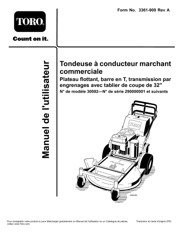 Toro Commercial Walk-Behind Mower, Floating Deck, T-Bar, Gear Drive Walk Behind Mower Manuel utilisateur | Fixfr