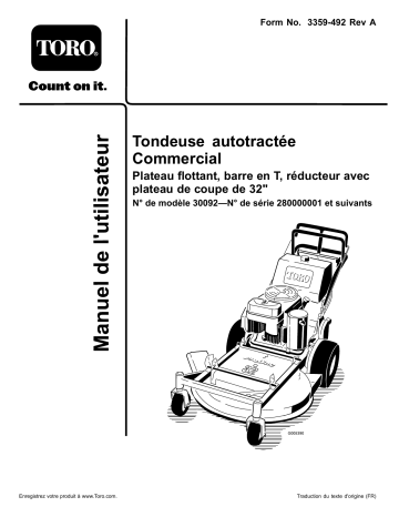 Toro Commercial Walk-Behind Mower, Floating Deck T-Bar Gear Walk Behind Mower Manuel utilisateur | Fixfr