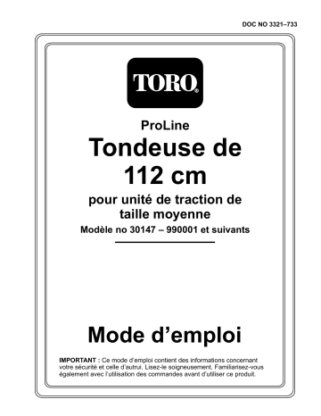 Toro 112cm Side Discharge Mower Attachment Manuel utilisateur | Fixfr