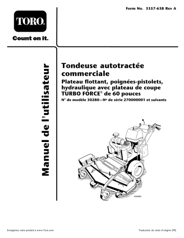 Toro Commercial Walk-Behind Mower, Floating Deck Pistol Grip Hydro Walk Behind Mower Manuel utilisateur | Fixfr