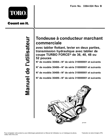 Toro Commercial Walk-Behind Mower, Floating Deck, Split Lever, Hydro Drive Walk Behind Mower Manuel utilisateur | Fixfr