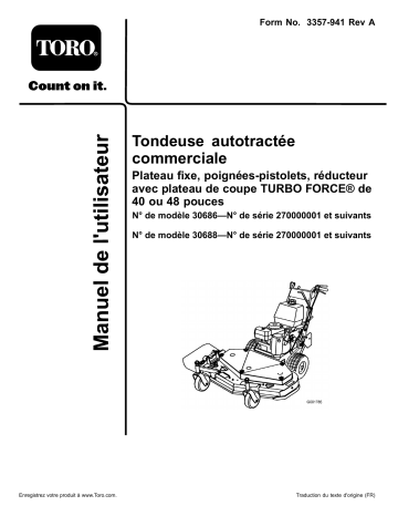 Toro Commercial Walk-Behind Mower, Fixed Deck Pistol Grip Gear Walk Behind Mower Manuel utilisateur | Fixfr