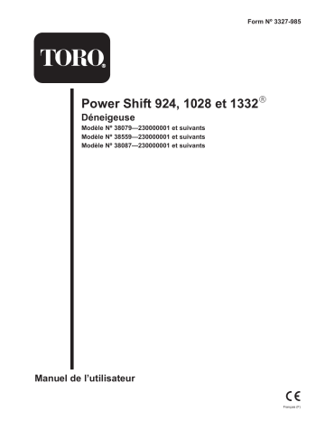 924 Power Shift Snowthrower | 1332 Power Shift Snowthrower | Toro 1028 Power Shift Snowthrower Manuel utilisateur | Fixfr