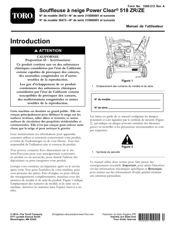 Power Clear 518 ZR Snowthrower | Toro Power Clear 518 ZE Snowthrower Manuel utilisateur | Fixfr