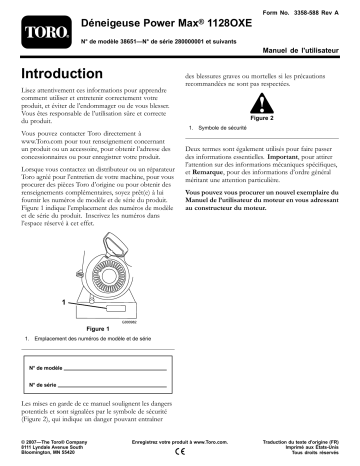 Toro Power Max 1128 OXE Snowthrower Manuel utilisateur | Fixfr