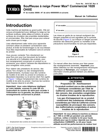 Toro Power Max Commercial 1028 OHXE Snowthrower Manuel utilisateur | Fixfr