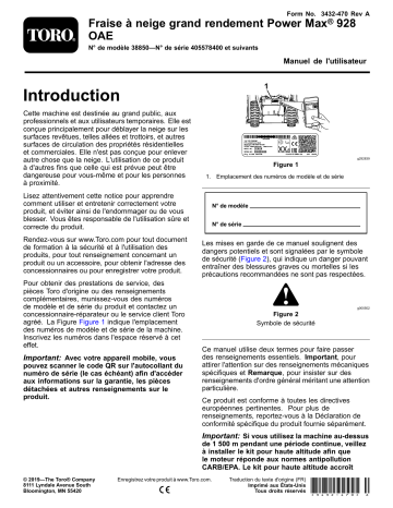 Toro Power Max Heavy Duty 928 OAE Snowthrower Manuel utilisateur | Fixfr