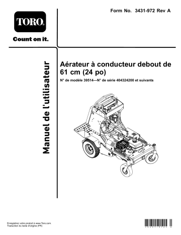 Toro 24in Stand-On Aerator Manuel utilisateur | Fixfr