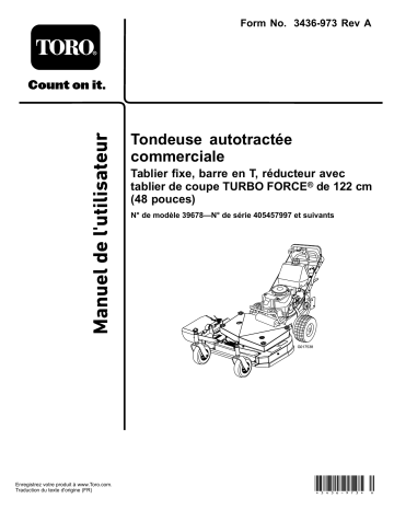 Toro Commercial Walk-Behind Mower, Fixed Deck, T-Bar, Gear Drive Walk Behind Mower Manuel utilisateur | Fixfr