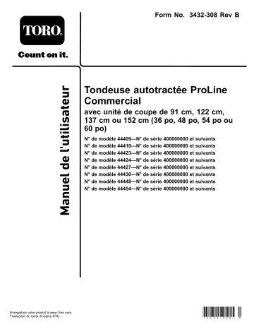 Toro Proline Commercial Walk-Behind Mower Walk Behind Mower Manuel utilisateur | Fixfr