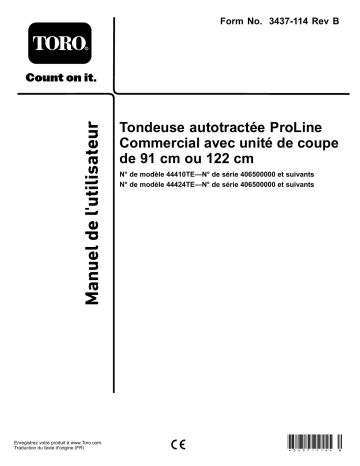 Toro Proline Commercial Walk-Behind Mower Walk Behind Mower Manuel utilisateur | Fixfr