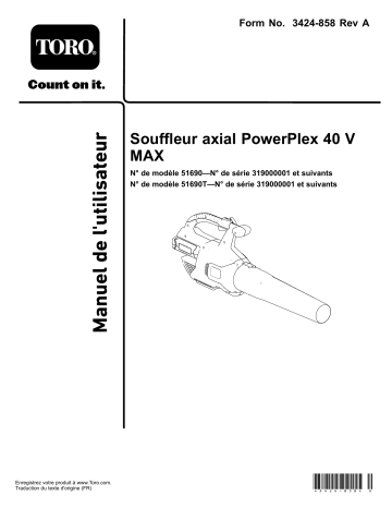 Toro PowerPlex 40V MAX Axial Blower and PowerPlex 14in 40V MAX Chainsaw Combo Blowers/Vacuum Manuel utilisateur | Fixfr