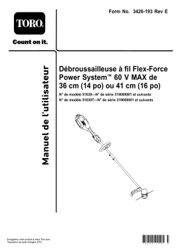 Toro Flex-Force Power System 14in or 16in 60V MAX String Trimmer Manuel utilisateur