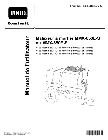 MMX-850E-S Mortar Mixer | Toro MMX-650E-S Mortar Mixer Concrete Equipment Manuel utilisateur | Fixfr
