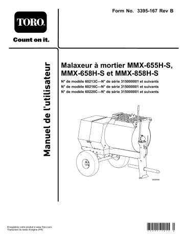 MMX-655H-S Mortar Mixer | MMX-658H-S Mortar Mixer | Toro MMX-858H-S Mortar Mixer Concrete Equipment Manuel utilisateur | Fixfr