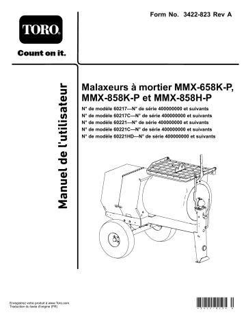 Toro MMX-858H-P Mortar Mixer Concrete Equipment Manuel utilisateur | Fixfr