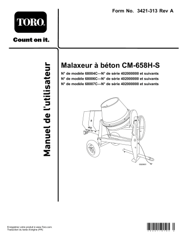 Toro CM-658H-S Concrete Mixer Concrete Equipment Manuel utilisateur | Fixfr