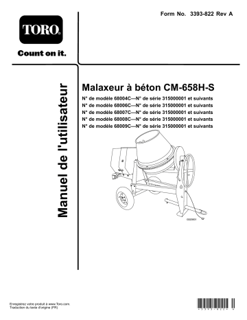 CM-958H-S Concrete Mixer | CM-958H-SED Concrete Mixer | Toro CM-958H-P Concrete Mixer Concrete Equipment Manuel utilisateur | Fixfr