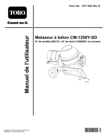 Toro CM-1258Y-SD Concrete Mixer Concrete Equipment Manuel utilisateur | Fixfr