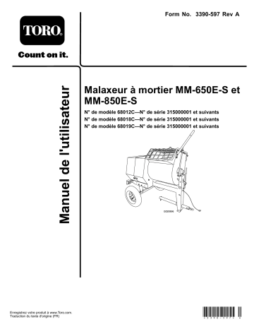 MM-850E-S Mortar Mixer | Toro MM-650E-S Mortar Mixer Concrete Equipment Manuel utilisateur | Fixfr