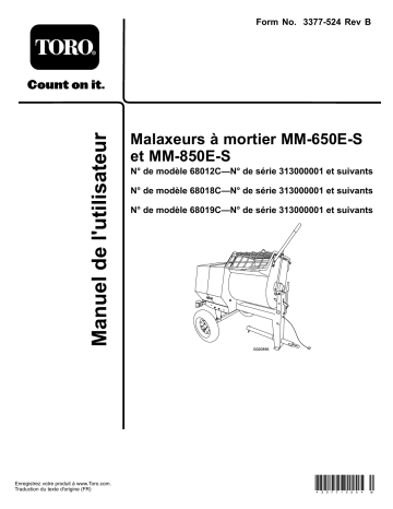 Toro MM-650E-S Mortar Mixer Concrete Equipment Manuel utilisateur | Fixfr