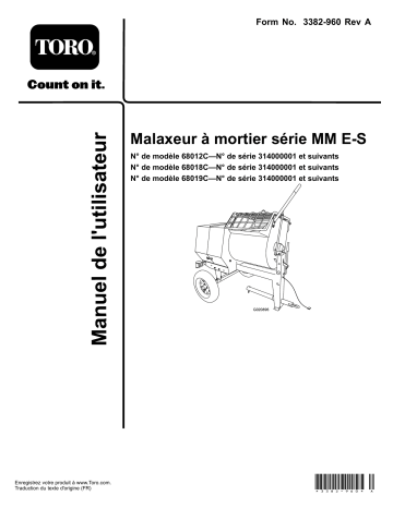 Toro MM-850E-S Mortar Mixer Concrete Equipment Manuel utilisateur | Fixfr