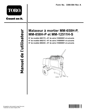 Toro MM-858H-P Mortar Mixer Concrete Equipment Manuel utilisateur | Fixfr