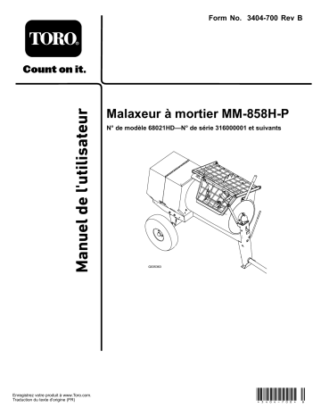 Toro MM-858H-P Mortar Mixer Concrete Equipment Manuel utilisateur | Fixfr