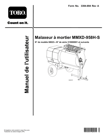 Toro MMXD-958H-S Mortar Mixer Concrete Equipment Manuel utilisateur | Fixfr