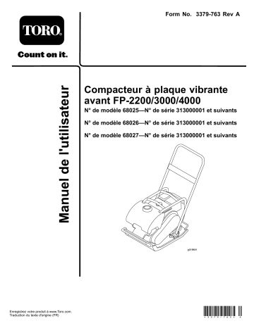 FP-2200 Forward Plate Compactor | FP-4000 Forward Plate Compactor | Toro FP-3000 Forward Plate Compactor Manuel utilisateur | Fixfr