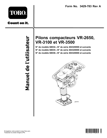 VR-2650 Rammer Compactor | Toro VR-3100 Rammer Compactor Manuel utilisateur | Fixfr