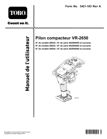 VR-2650 Rammer Compactor | Toro VR-3100 Rammer Compactor Manuel utilisateur | Fixfr