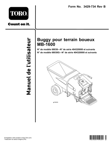 Toro MB-1600 Mud Buggy Concrete Equipment Manuel utilisateur | Fixfr