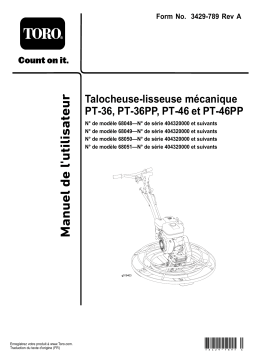 Toro PT-36 Power Trowel Concrete Equipment Manuel utilisateur