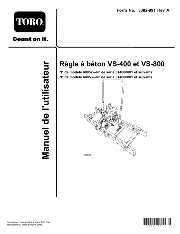 VS-400 Screed | Toro VS-800 Screed Concrete Equipment Manuel utilisateur | Fixfr