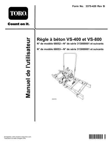 Toro VS-400 Screed Concrete Equipment Manuel utilisateur | Fixfr