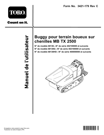 Toro MB TX 2500 Tracked Mud Buggy Concrete Equipment Manuel utilisateur | Fixfr