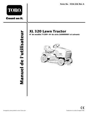 Toro XL 320 Lawn Tractor Riding Product Manuel utilisateur | Fixfr