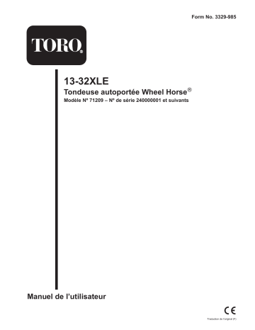 Toro 13-32XLE Lawn Tractor Riding Product Manuel utilisateur | Fixfr