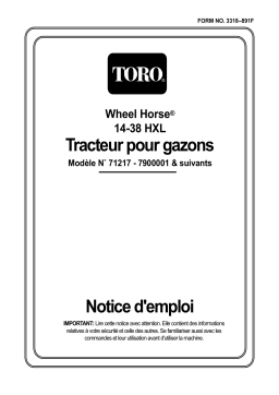 Toro 14-38HXL Lawn Tractor Riding Product Manuel utilisateur