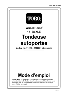 Toro 14-38XL Lawn Tractor Riding Product Manuel utilisateur