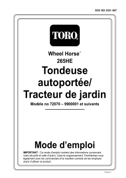 Toro 265-H Lawn and Garden Tractor Riding Product Manuel utilisateur