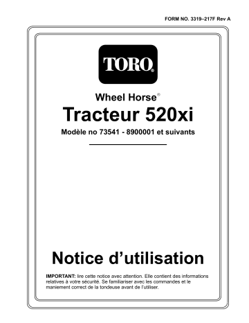 Toro 520xi Garden Tractor Riding Product Manuel utilisateur | Fixfr