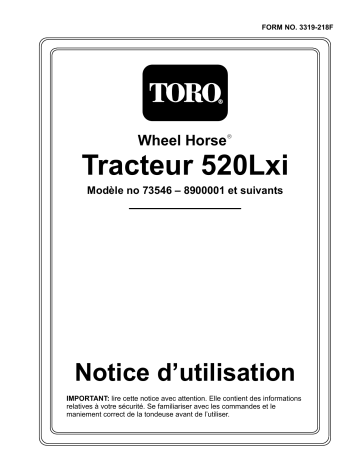 Toro 520Lxi Garden Tractor Riding Product Manuel utilisateur | Fixfr