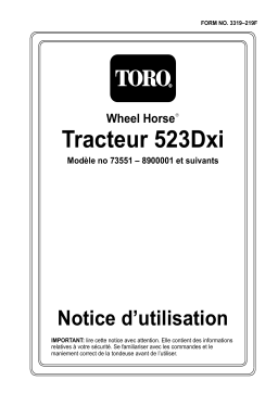 Toro 523Dxi Garden Tractor Riding Product Manuel utilisateur